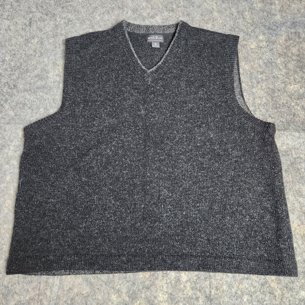 Woolrich Wool Vest Men 2XL XXL Gray Onyx Heather Warm Winter Cottage Preppy